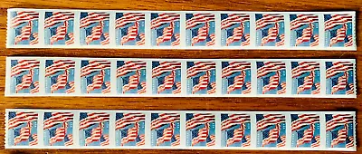 Forever Stamps 30 Total 3 Strips Of 10 Stamps Ea. Scott 5659a Flag USA  MNH • $16.50
