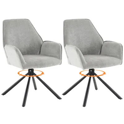 2pcs 180° Swivel Accent Chair Upholstered Armchair Dining Chairs Home Office SY • £99.99