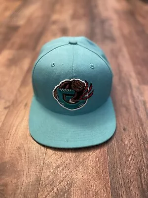 Mitchell & Ness Vancouver Grizzlies Retro Logo Teal Aqua Blue Snapback Hat Cap • $15.94