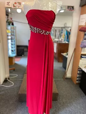 Thea Dora Red Beaded Strapless Evening Cocktail Prom Dress Size 8 Stretch  • $150