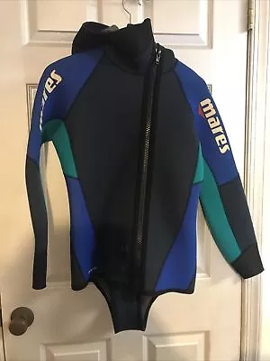 MARES Wetsuit 2 Piece Beaver Tail Hooded +Farmer John BLUE 7mm Size 3 (M)NEW WNT • $199