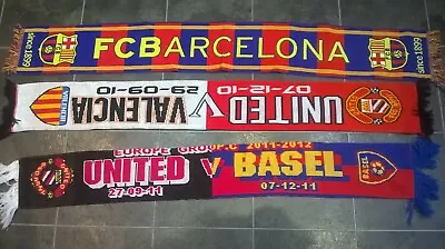 3 Manchester United Barcelona Basel Valencia Football Club Scarves Champions Lea • $12.63