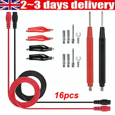 16PCS Digital Multimeter Test Leads Probes Volt Meter Cable Clip Alligator UK • £4.99