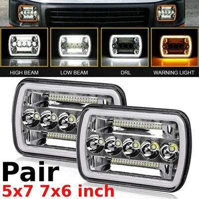 Pair 5x7  7x6 LED Headlight Hi/Lo Beam DRL For Toyota Pickup 82-95 Tacoma 95-97 • $39.99