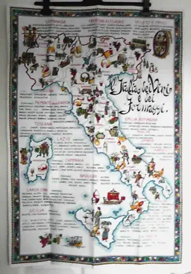 Vintage Regional Map Italy Sicily Tea Towel Souvenir Gift 34  X 24  Cotton NEW • £2.75