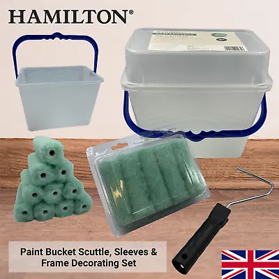 £8.99 • Buy Hamilton Paint Scuttle Bucket Lid Handle 4  Roller Sleeves Frame Decorating DIY