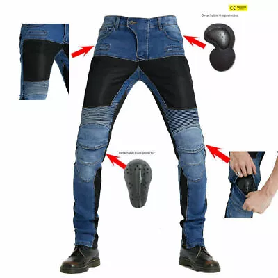 Motorcycle Riding Jeans Racing Pants Summer Mesh Trousers Detachable Protector • $88.99