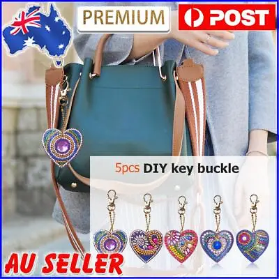 $11.79 • Buy DIY Full Drill Diamond Painting Key Chain 5pcs Love Key Ring Hanging Pendant