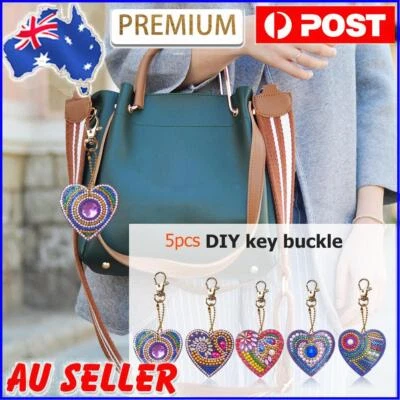$11.79 • Buy DIY Full Drill Diamond Painting Key Chain 5pcs Love Key Ring Hanging Pendant