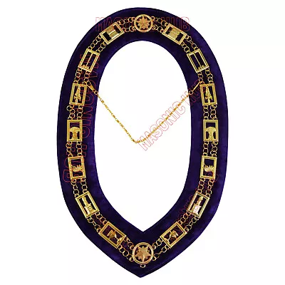 Masonic Regalia OES Order Of Star Metal Chain Collar PURPLE Backing • $44.99