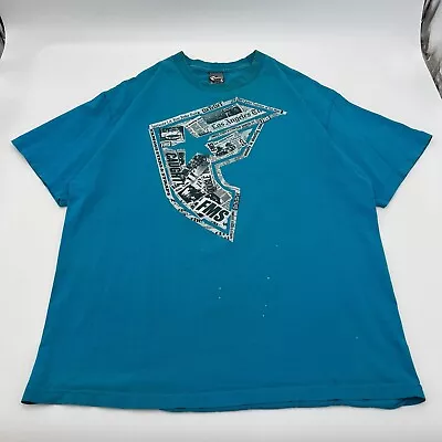 VTG Cyber Y2K Men Famous Stars & Straps Newspaper LA Times Skate Blue T-Shirt XL • $24.99