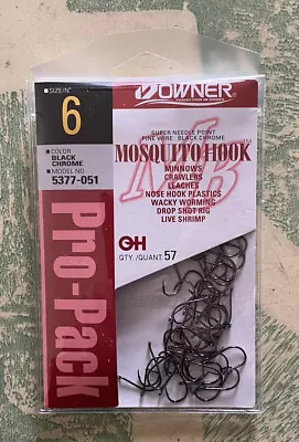 Owner Mosquito Hooks Pro Pack 5377-051 SZ6 Black 57pk • $19.99