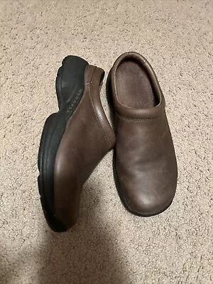 Merrell Men’s Leather Clogs Shoes Size 8.5 Brown Slip On Comfort Select Grip • $20.80