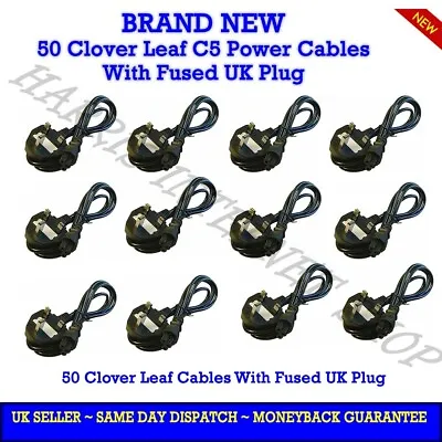 50X Clover Leaf 3 Pin UK Fused Plug Power Cable/Lead/Cord For Laptop Adapter • £187.50