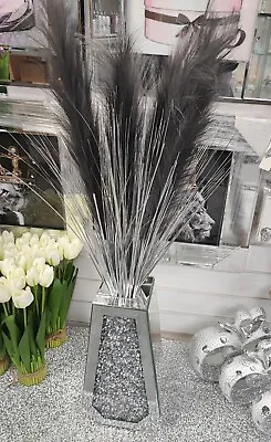 £54 • Buy Crushed Diamond Crystal Filled Sparkly Mirrored  Vase  Size: 40cm 