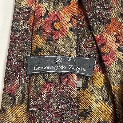 Ermenegildo Zegna Foulard Ancient Madder Art Deco Floral Matte Silk Tie Italy B1 • $28.99