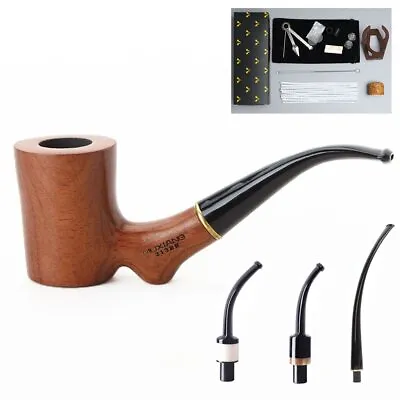 Poker Smoking Pipe Wooden Tobacco Pipes With 9mm Filter+10 Tools+3 Mouthpieces • $43.88