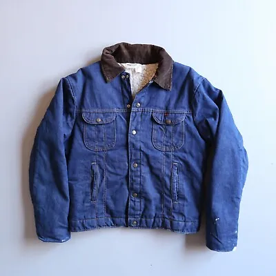 Vintage 70s 80s Sherpa Fleece Lined Denim Jean Jacket Trucker Cowboy Western 40 • $79