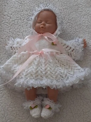 £8.95 • Buy SWEET LITTLE HAND KNITTED  GIRL CLOTHES OUTFIT FOR 12in-14in BABY OR REBORN DOLL
