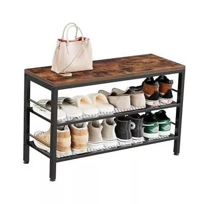 Shoe Bench 3-Tier Shoe Rack 31.5 Inches Entryway Bench With Metal Mesh  • $54.31