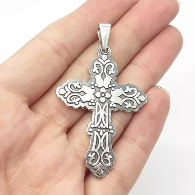 925 Sterling Silver Vintage Mexico Cross Religious Pendant • £71.03