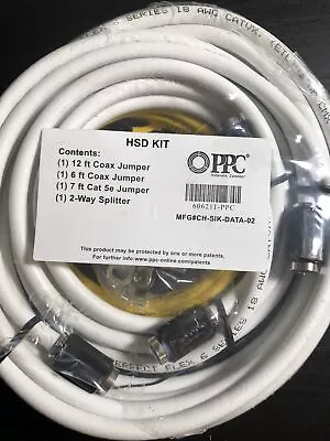 HSD Kit 7 Ft Cat 5e  & 6 Ft And 12 Ft. Coax Jumper Cables With 2-Way Splitter • $20