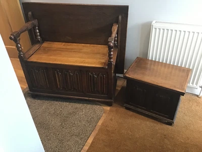 £95 • Buy Old Charm Monks Chair And Small Matching Storage Chest