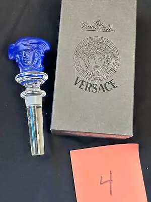 Vintage 90s Rosenthal Versace Medusa BLUE Color Crystal Wine Bottle Stopper #4 • $62