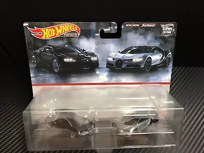 Hot Wheels Car Culture 2 Pack Bugatti Veyron & Chiron Black / Silver Full Metal￼ • $38.99