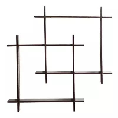 Nearly Natural Floating Wall Shelves 32  4-Tiers W/ Solid Wood Brown (2-Pack) • $88.55
