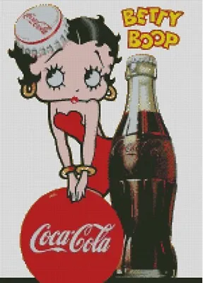 £4.50 • Buy Cross Stitch Pattern, Chart, Coca Cola, Coke, Betty Boop, Waitress, Bottle