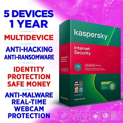 £14.82 • Buy Kaspersky Internet Security 2023 5 Devices 1 Year UK / EU Activation Key Inc VPN