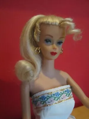 GORGEOUS Vintage 1960s OOAK Barbie #5 Blonde Ponytail Reroot /w Clone Dress • $299