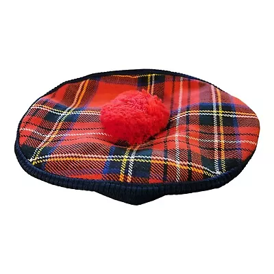 Vintage Scottish Tam Plaid Glenway Cap Pure Wool • $19.99