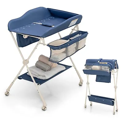 Folding Baby Changing Table Adjustable Infant  Care Station Nursery Organizer • £62.95