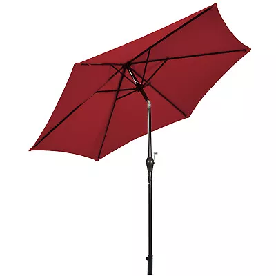 9Ft Outdoor Market Patio Table Umbrella Push Button Tilt Crank Lift Burgundy • $62.99