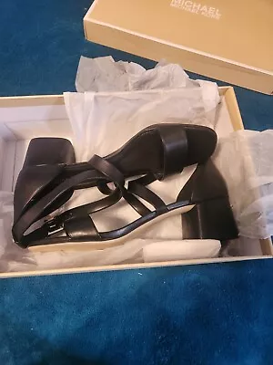 Michael Kors Black Leather Strappy Heeled Sandals Sz 9 • $32