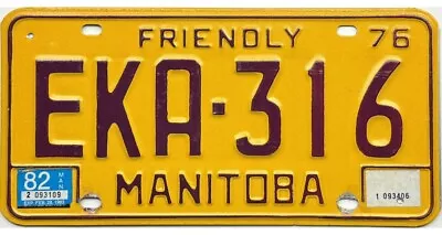 *99 CENT SALE*  1976 Base Manitoba License Plate #EKA-316 No Reserve • $3.25