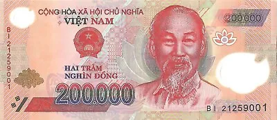 Vietnam 200000 Dong Banknote 2021 P-123l UNC Polymer X 10 PCS • $179.99