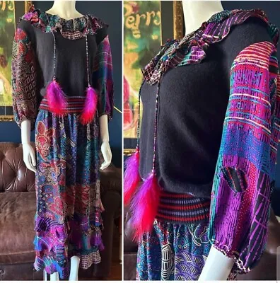 Diane Freis Vintage Silk Beaded Two Piece Multicolor NWT Skirt Dress M Deadstock • $155