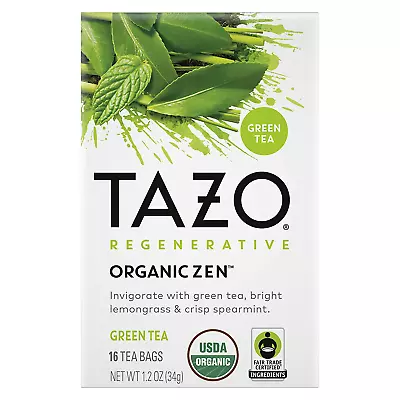 £8.57 • Buy TAZO Tea Bags, Green Tea, Regenerative Organic Zen Tea, 16 Count