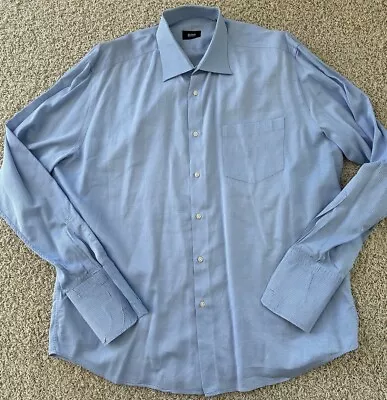 Men’s Hugo Boss Blue French Cuff Dress Shirt Size 17.5 36/37 • $21.95