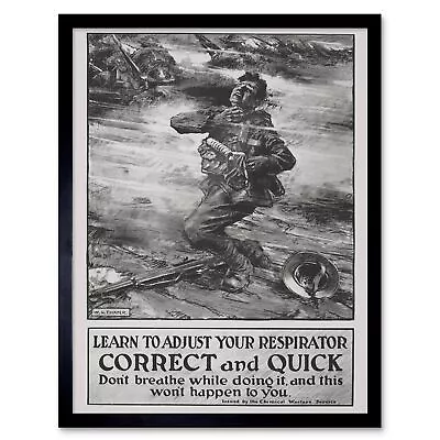 Propaganda War Wwi Gas Chemical Mask Attack Soldier Choke Britain Framed Print • $49.49