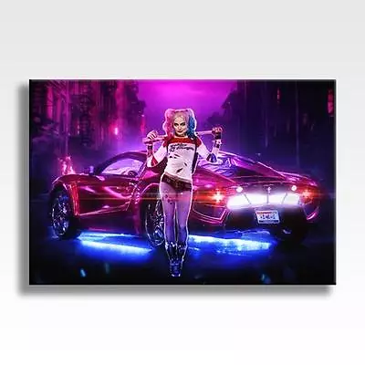 HARLEY QUINN CANVAS Marvel DC Suicide Squad Joker Car Poster Art 30 X20  CANVAS • £29.97