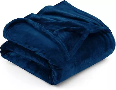 Fleece Blanket Queen Size Navy 300GSM Luxury Bed Blanket Anti-Static Fuzzy So... • $29.97