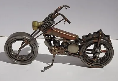 Vintage Welded Steampunk Motorcycle Art Sculpture Made In USA By Sonny Dalton • $450