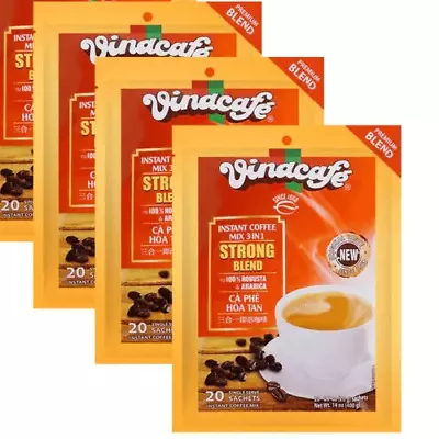 Vinacafe 3-In-1 Strong Blend Instant Coffee Mix 20 Sachets X 20g ( Pack Of 3 ) • $24.99