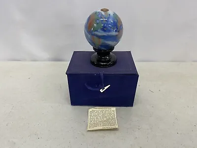 Vintage Reverse Inside-Painted Blue Glass Earth World Globe 1990 Bill Yee • $24.99