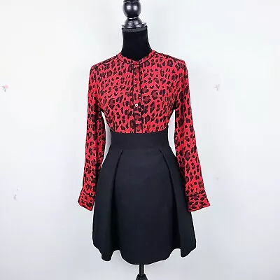 Rails Lillian Rep Leopard Shirt Black Long Sleeve Blouse Red Animal Print Shirt • $9.90