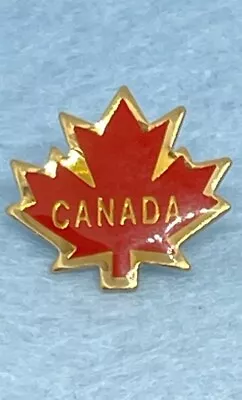 Canada Red Maple Leaf Enamel Pin Gold Tone Lapel Hat Pinback Tie Tack • $11.72